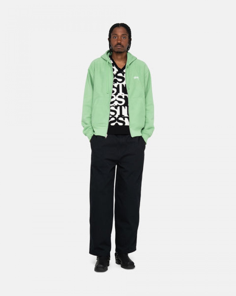 Stussy Stock Logo Zip Hood Tişörtü Erkek Yeşil Türkiye | AET-5093