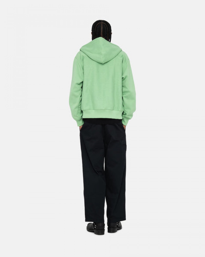 Stussy Stock Logo Zip Hood Tişörtü Erkek Yeşil Türkiye | AET-5093