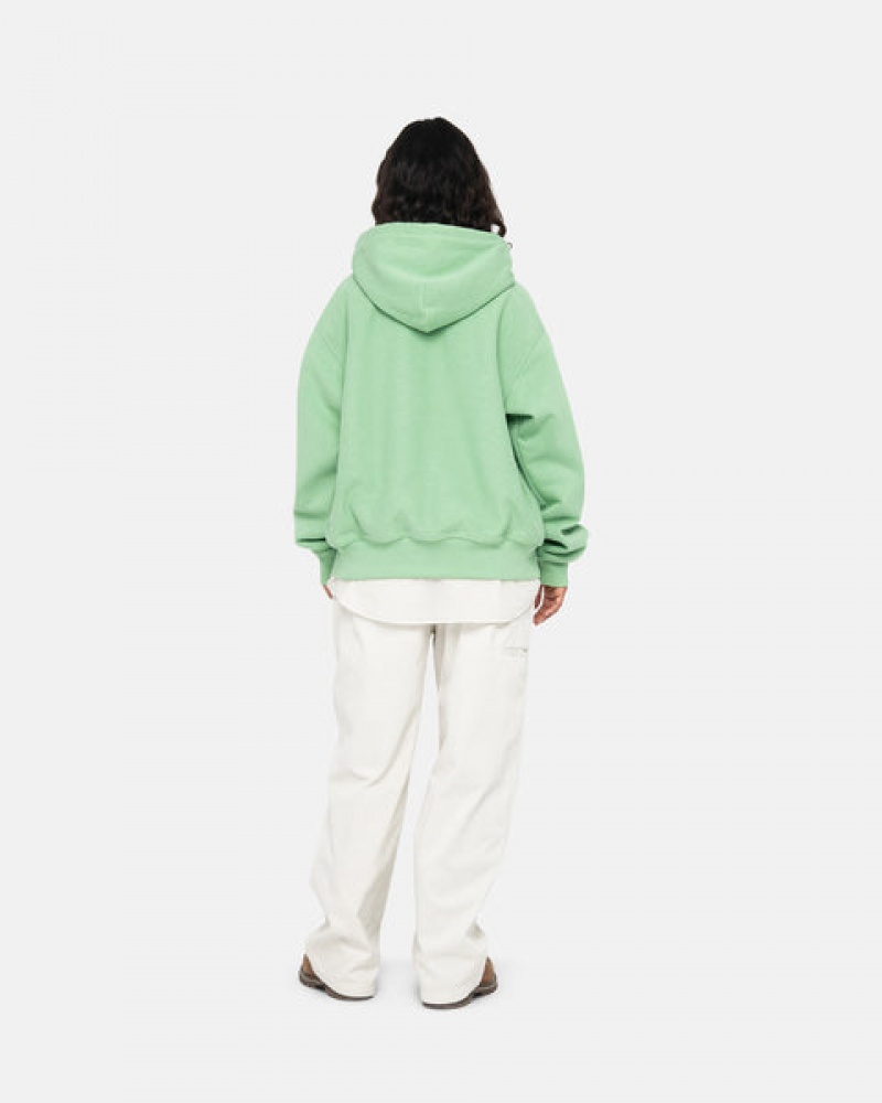 Stussy Stock Logo Zip Hood Tişörtü Kadın Yeşil Türkiye | WMI-2962