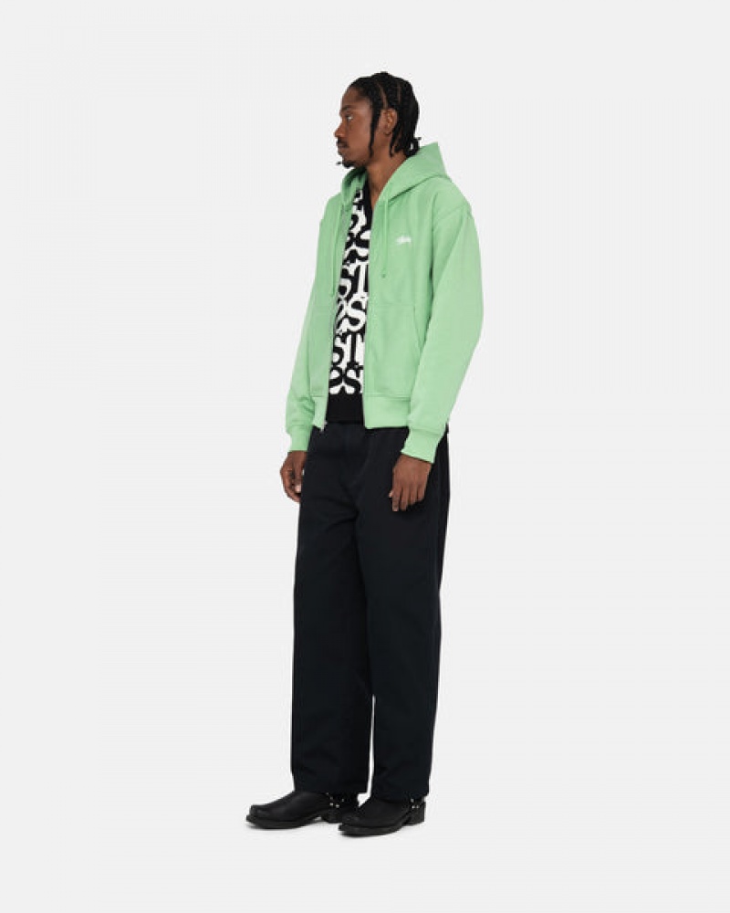 Stussy Stock Logo Zip Hood Tişörtü Kadın Yeşil Türkiye | WMI-2962