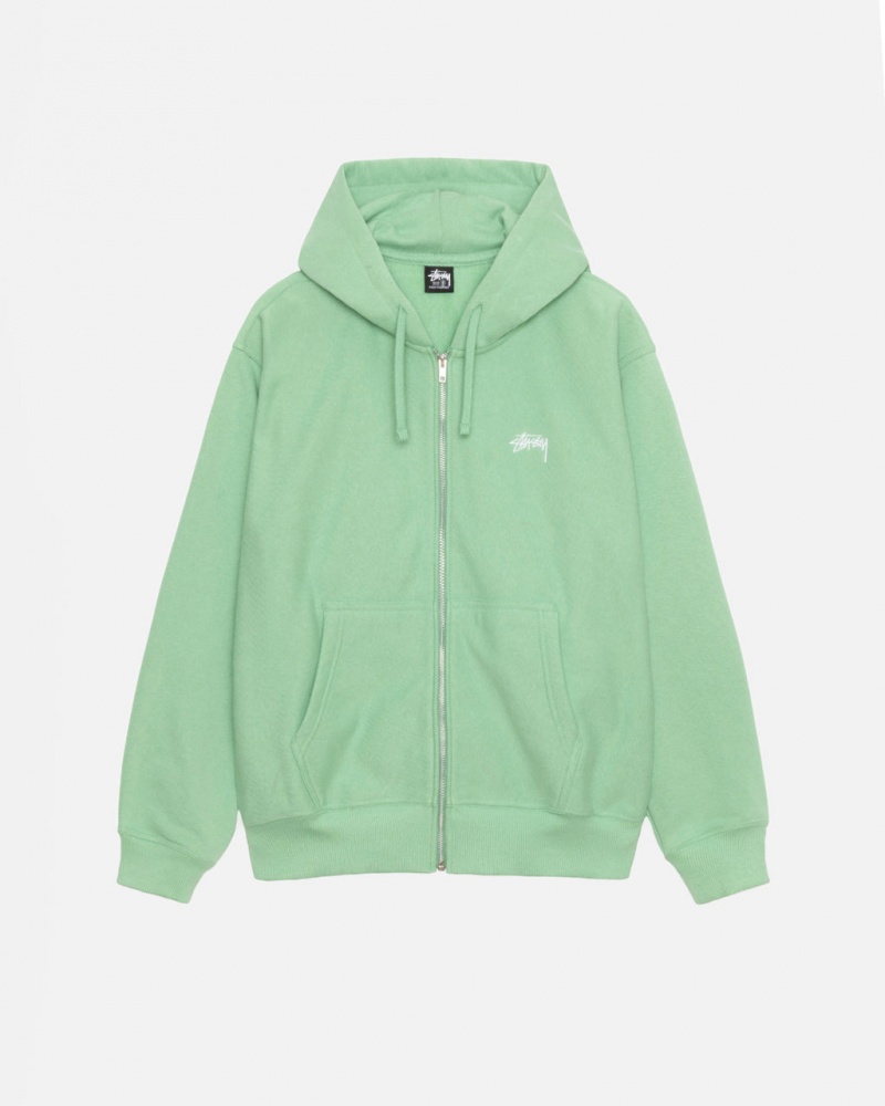 Stussy Stock Logo Zip Hood Tişörtü Kadın Yeşil Türkiye | WMI-2962