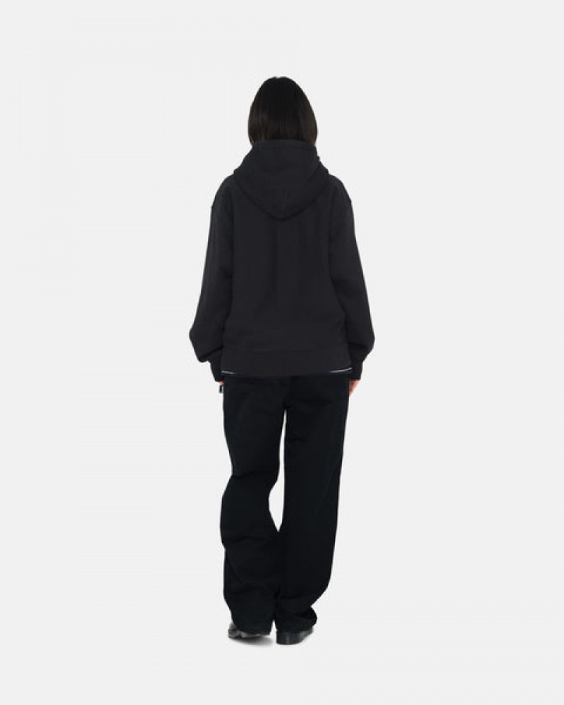 Stussy Stock Logo Zip Hoodie Erkek Siyah Türkiye | CKQ-9728