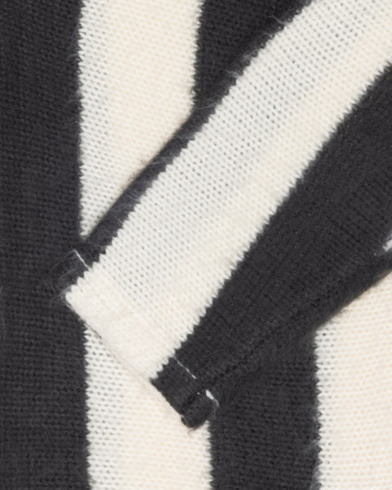 Stussy Stripe Brushed Cardigan Kazak Erkek Bej Rengi Türkiye | NHN-1535