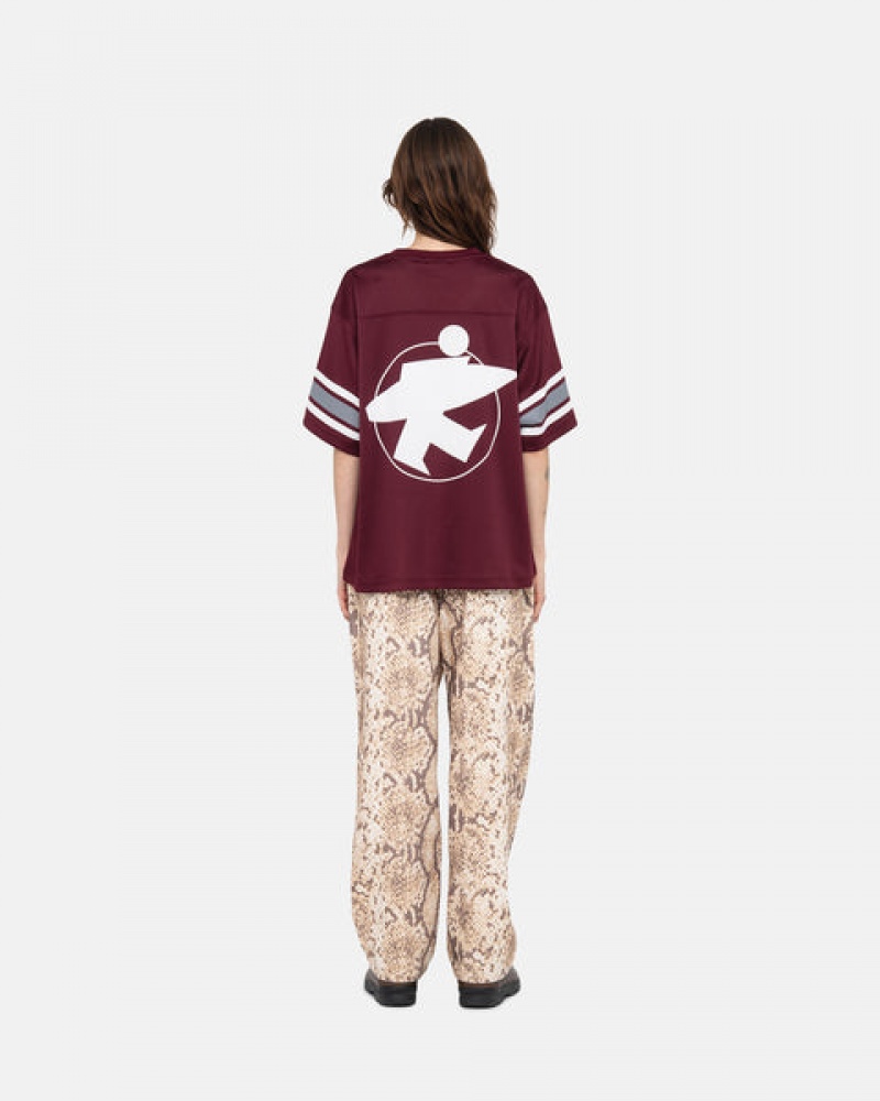 Stussy Surfman Mesh Football Jersey Üstler Kadın Bordo Türkiye | HVA-8052