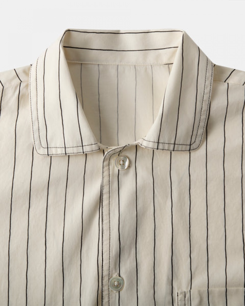 Stussy Tekla Poplin Pyjama Shirt Gömlek Erkek Bej Rengi Türkiye | EUD-5355