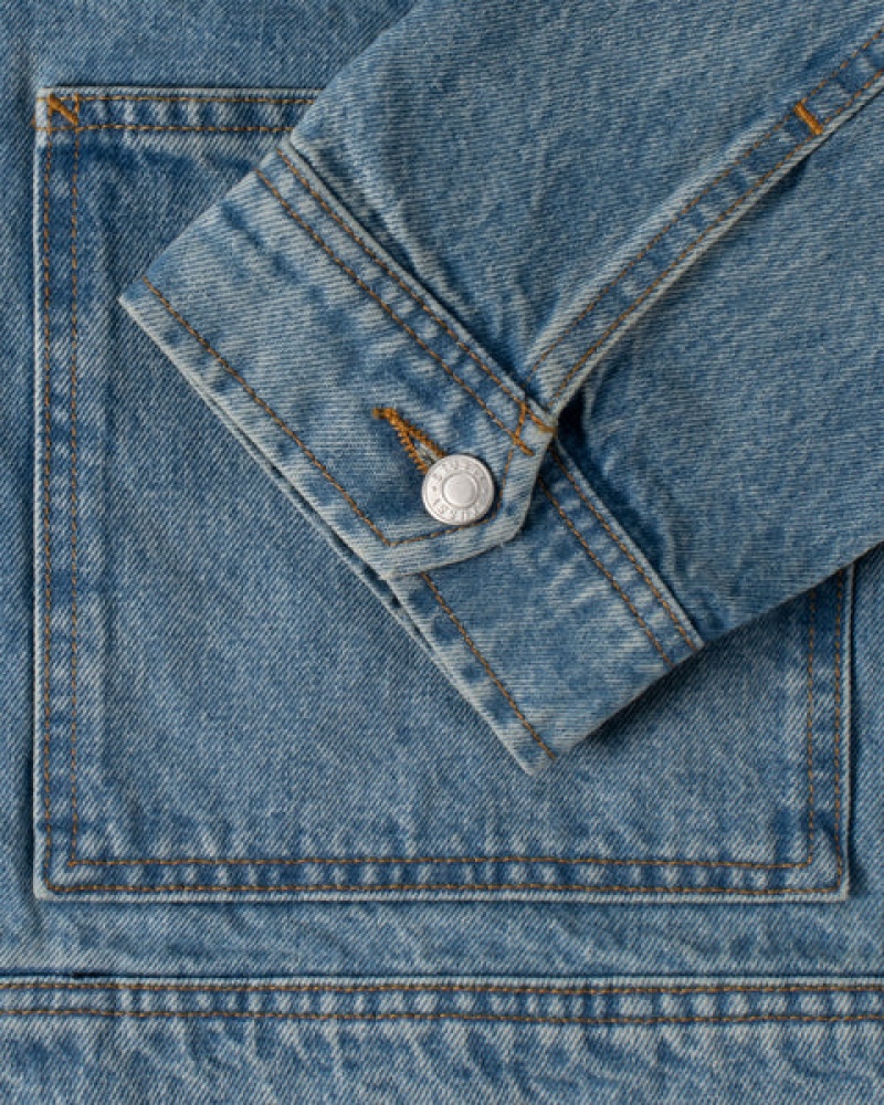 Stussy Zip İş Jacket Denim Erkek Mavi Türkiye | CFJ-3217