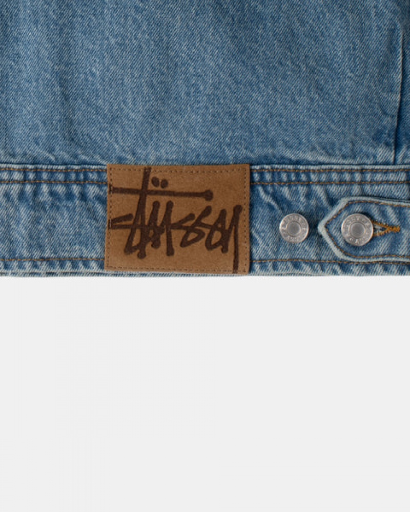 Stussy Zip İş Jacket Denim Erkek Mavi Türkiye | CFJ-3217