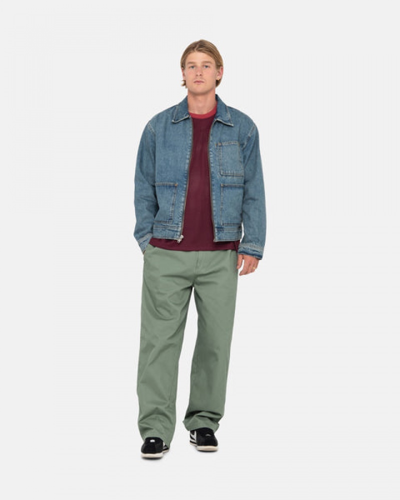 Stussy Zip İş Jacket Denim Erkek Mavi Türkiye | CFJ-3217