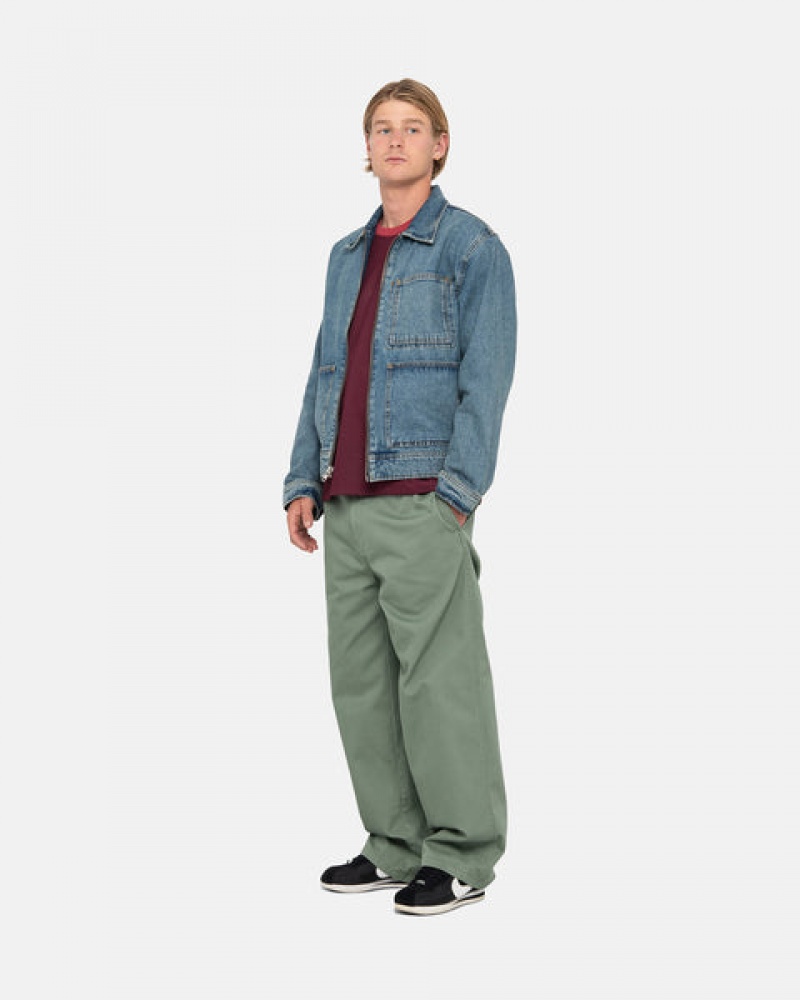 Stussy Zip İş Jacket Denim Erkek Mavi Türkiye | CFJ-3217