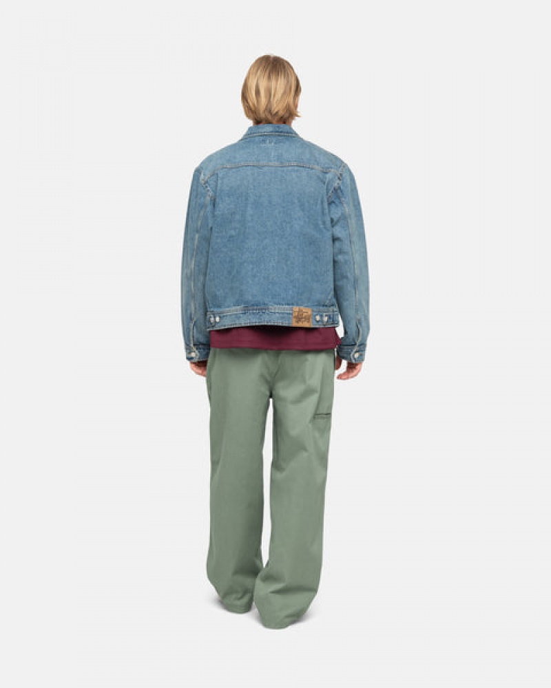 Stussy Zip İş Jacket Denim Erkek Mavi Türkiye | CFJ-3217